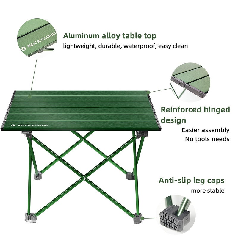ROCK CLOUD Portable Camping Table Ultralight Aluminum Folding Beach Table Camp for Camping Hiking Backpacking Outdoor Picnic, Green - Image 3